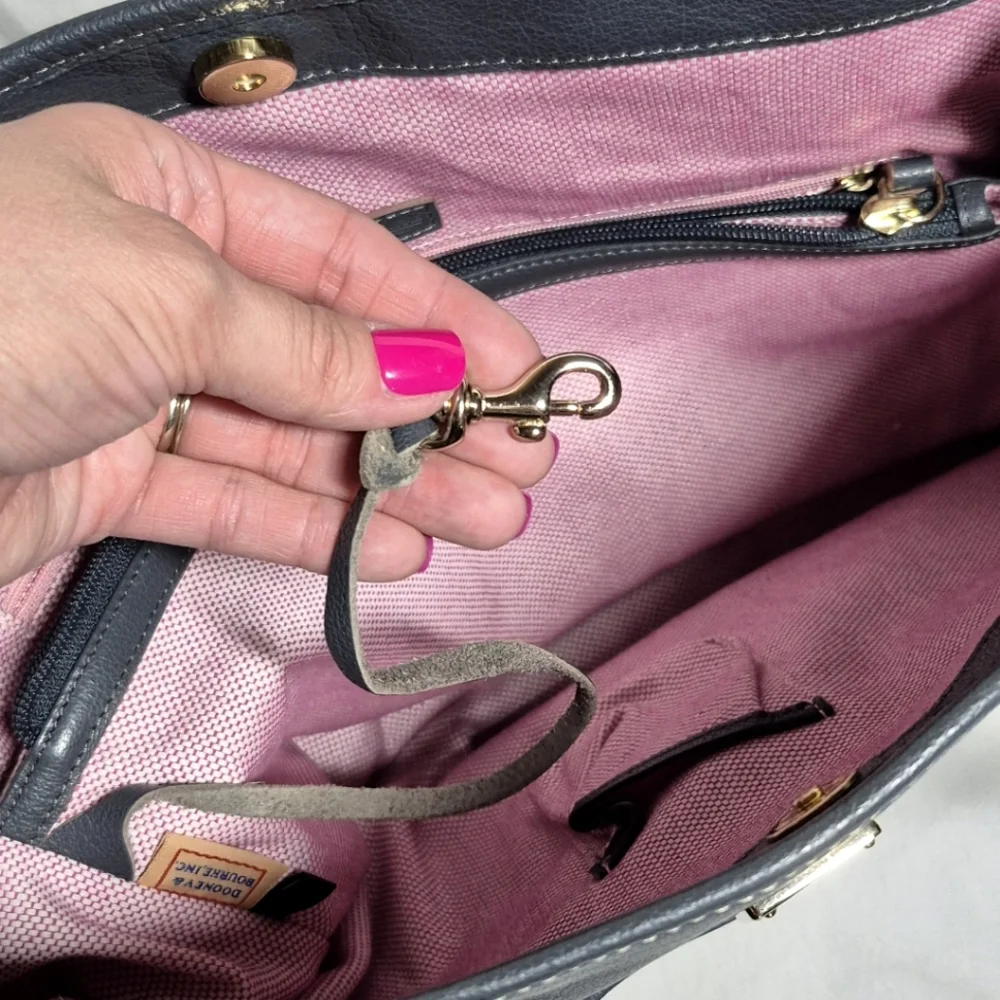 Dooney & Bourke large gray leather Crescent tote shoulder bag purse laptop bag - Picture 13 of 14